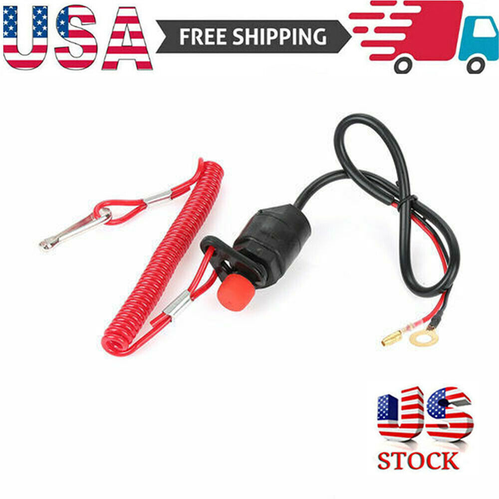 Universal Boat Outboard Engine Motor Kill Stop Switch & Safety Tether Lanyar Key