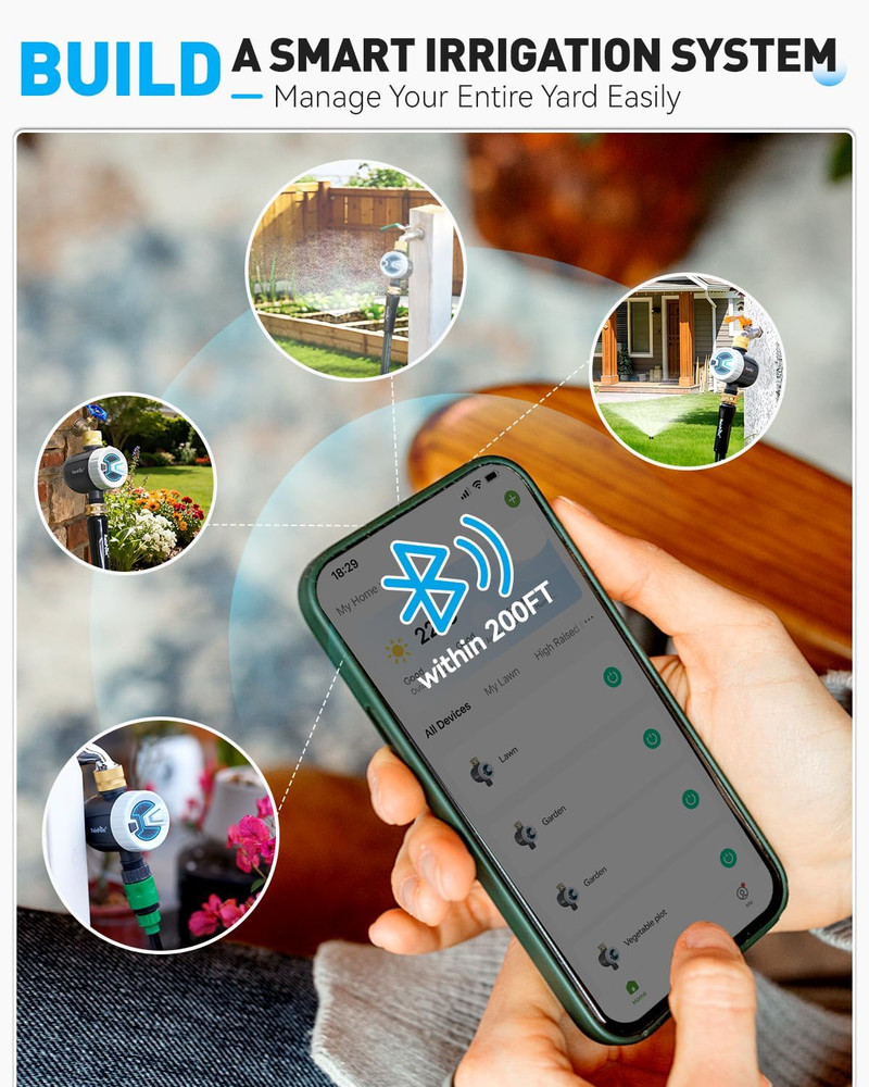 Bluetooth Water Timer, Sprinkler Timer for Garden Hose, Smart Automatic Irrigati