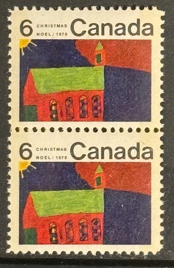 Canada #528p Identical Vertical Pair 1970 Christmas MNH