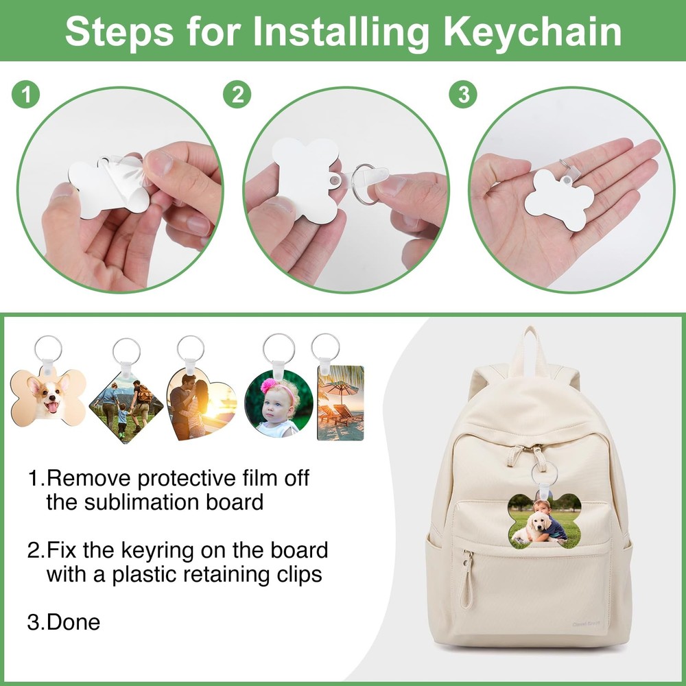 135Pcs Sublimation Keychain Blanks BulkMdf Keychain Double Sided Heat Transfer