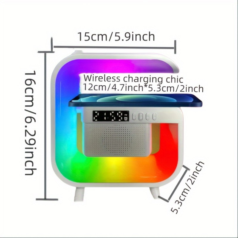 Desktop Alarm Clock with Multifunction Wireless Speaker - Button Control