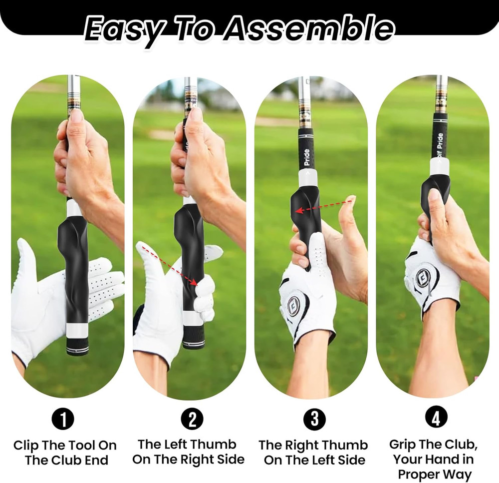 Clip-On Golf Grip Trainer, Golf Swing Training Aid for Improving Proper Hand Pos