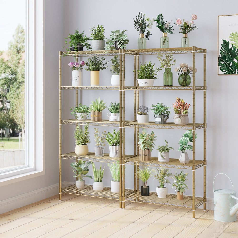five-layer display stand without wheels with adjustable feet
