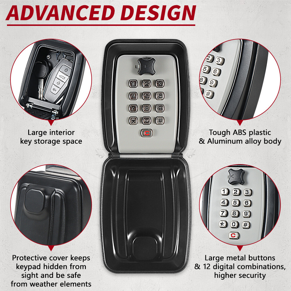Metal Window Mount Lockbox Keysafe Sturdy Waterproof Large Capacity Lock Box
