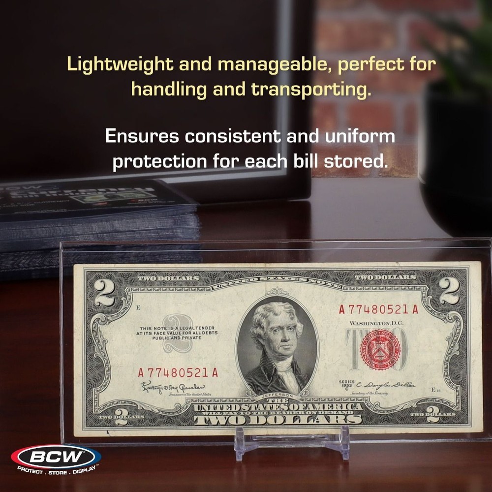 1 pack of 50 BCW Deluxe Regular Bill Currency Holders