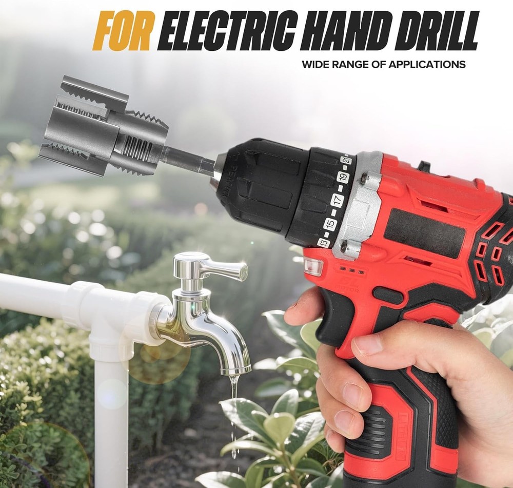 2PCS Pipe Thread Cutting Tool, Electric Drill Compatible Pvc Pipe Threader Kit