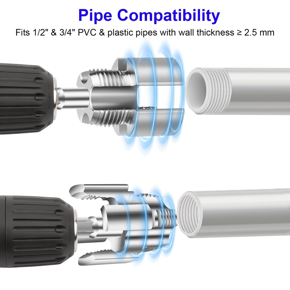 2Pcs 1/2'' 3/4'' Water Pipe Threading Tool Integrated Internal & External Pipe