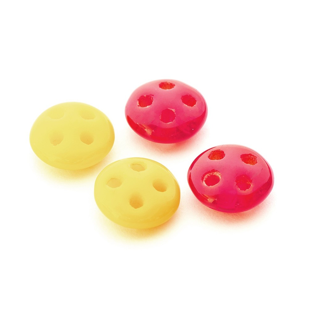 Lentil 4-Hole Bead, Opaque Red, 6x6mm