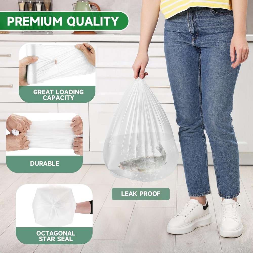 Compostable 5 Gallon Trash Bag - Biodegradable Small Garbage Bags Unscented T...