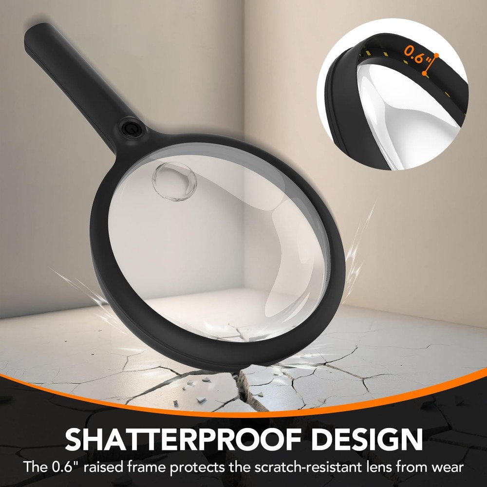 2000mAh Rechargeable Magnifying Glass with Light, 5X/10X Large Handheld Light...