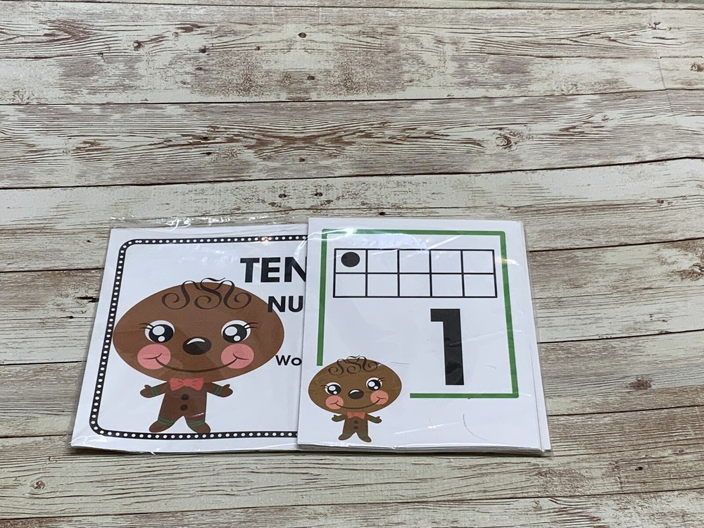 Gingerbread Boy - Themed Learning Centers - Tens Frames Number Deck Laminated