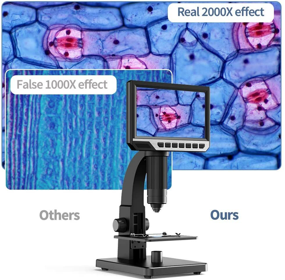 2000X Digital Microscope with 7" HD LCD Display USB Microscope Digital Magnifier