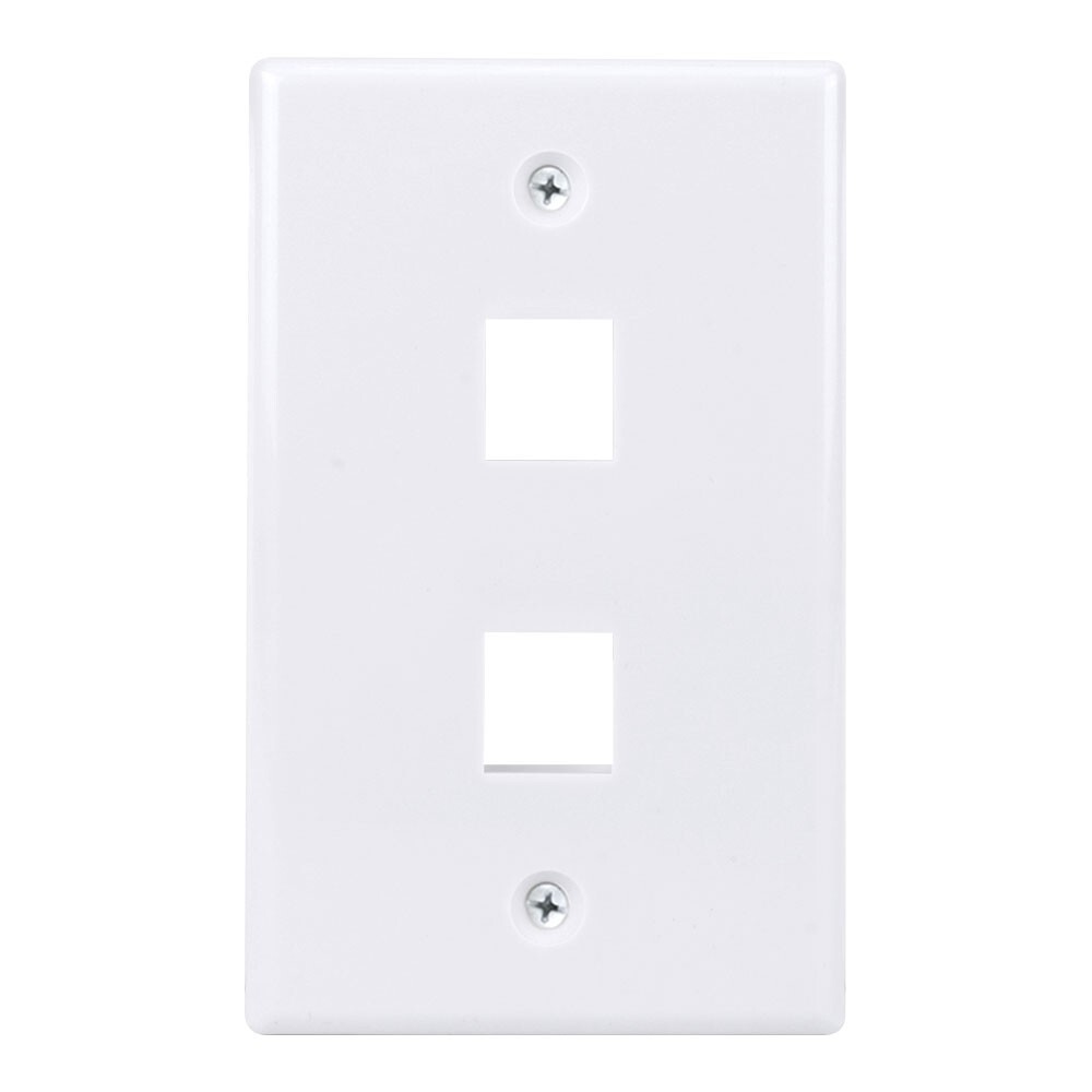Construct Pro Single Gang 2-Port Keystone Wall Plate (10 Pack, White)
