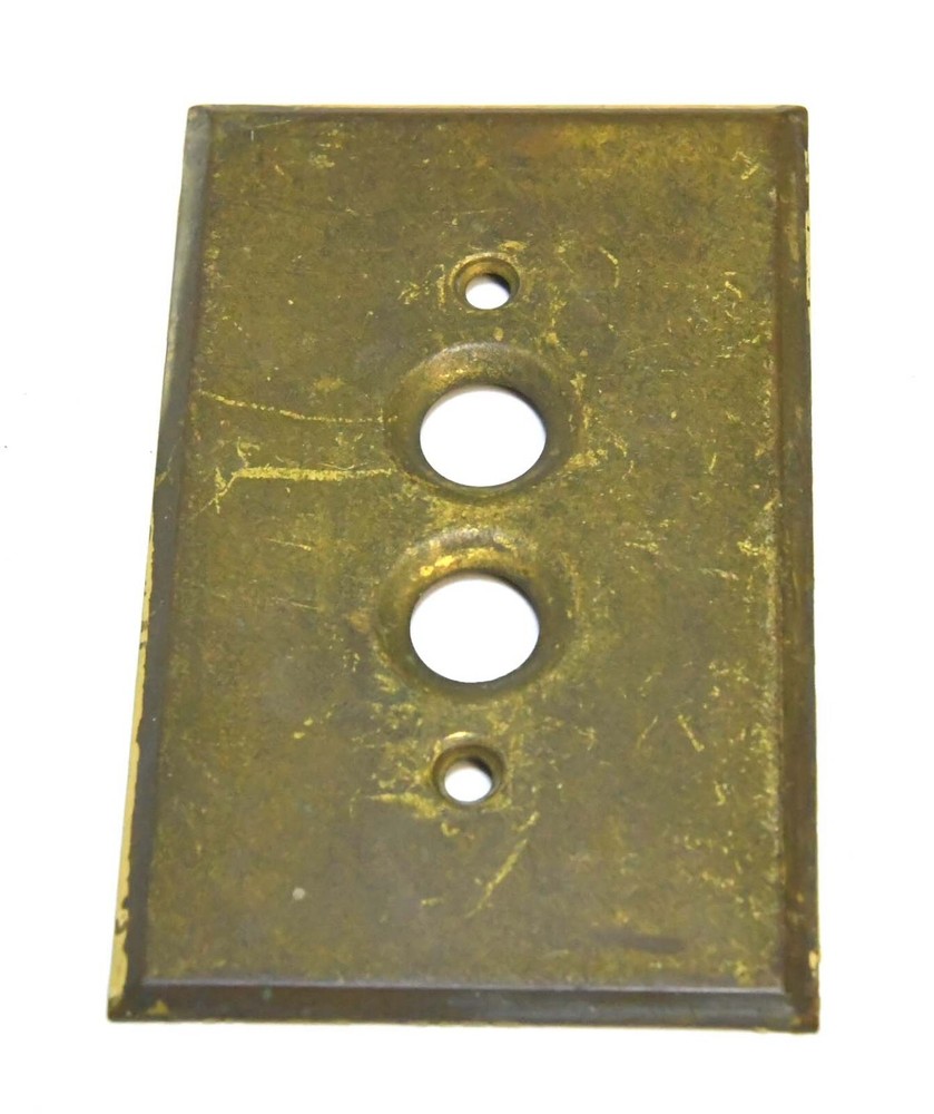 VINTAGE PUSH BUTTON BRASS COVER SWITCH PLATE    6/8-B
