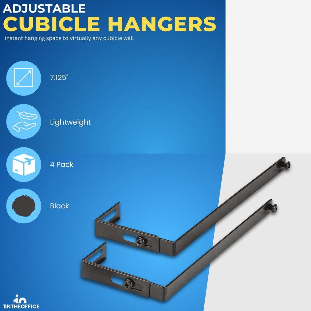 Cubicle Hangers, Adjustable, 4/Pack
