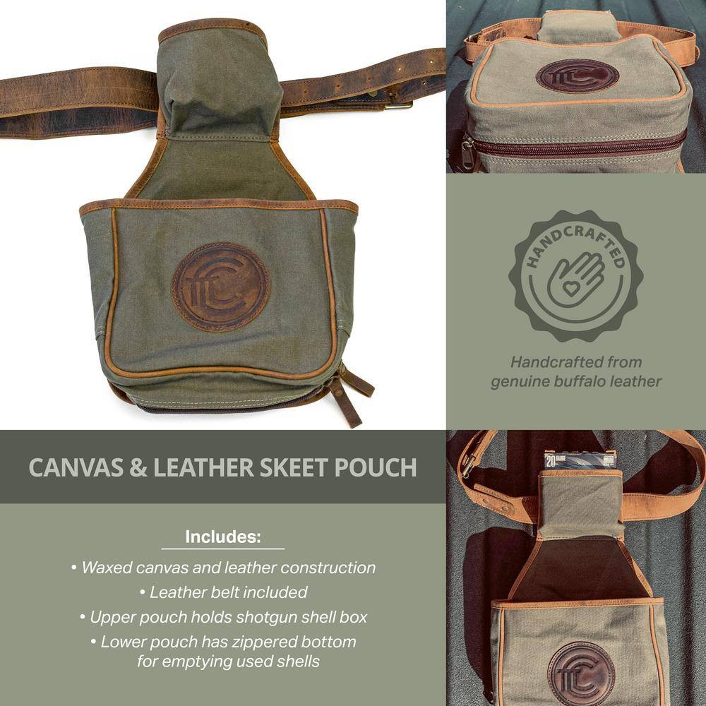 Canvas Leather Shot Gun Shell Pouch with Belt