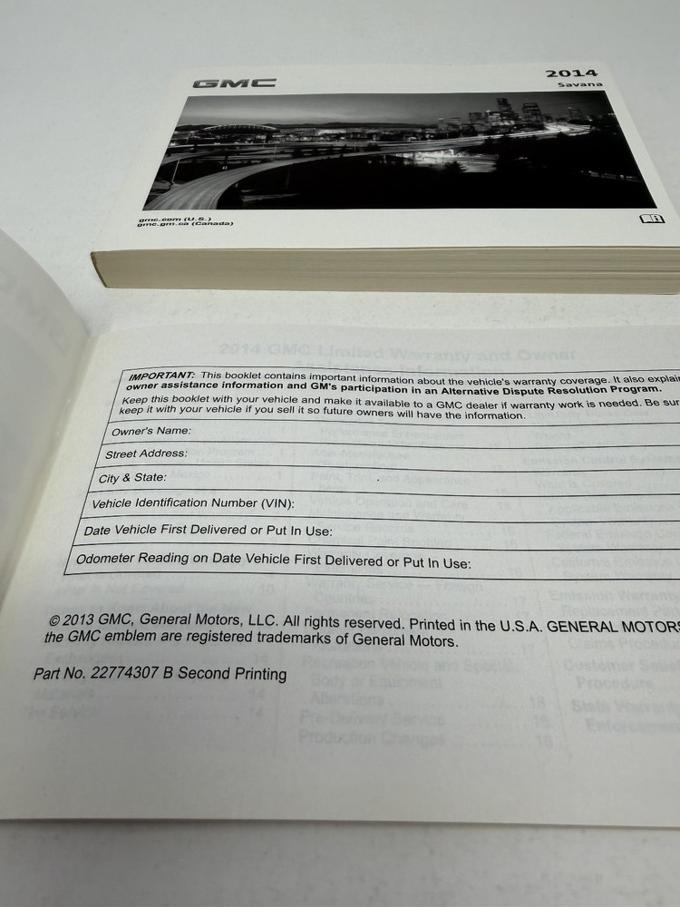 2014 GMC Savana Owners Manual OEM Complete Set