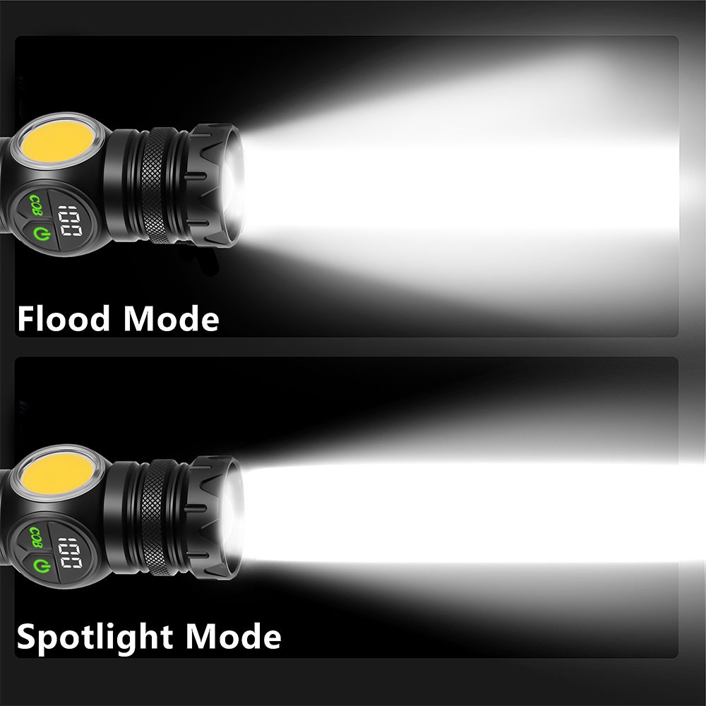 Laser White LED Flashlight Torch COB Yellow Red Camping Light Zoom USB Charging