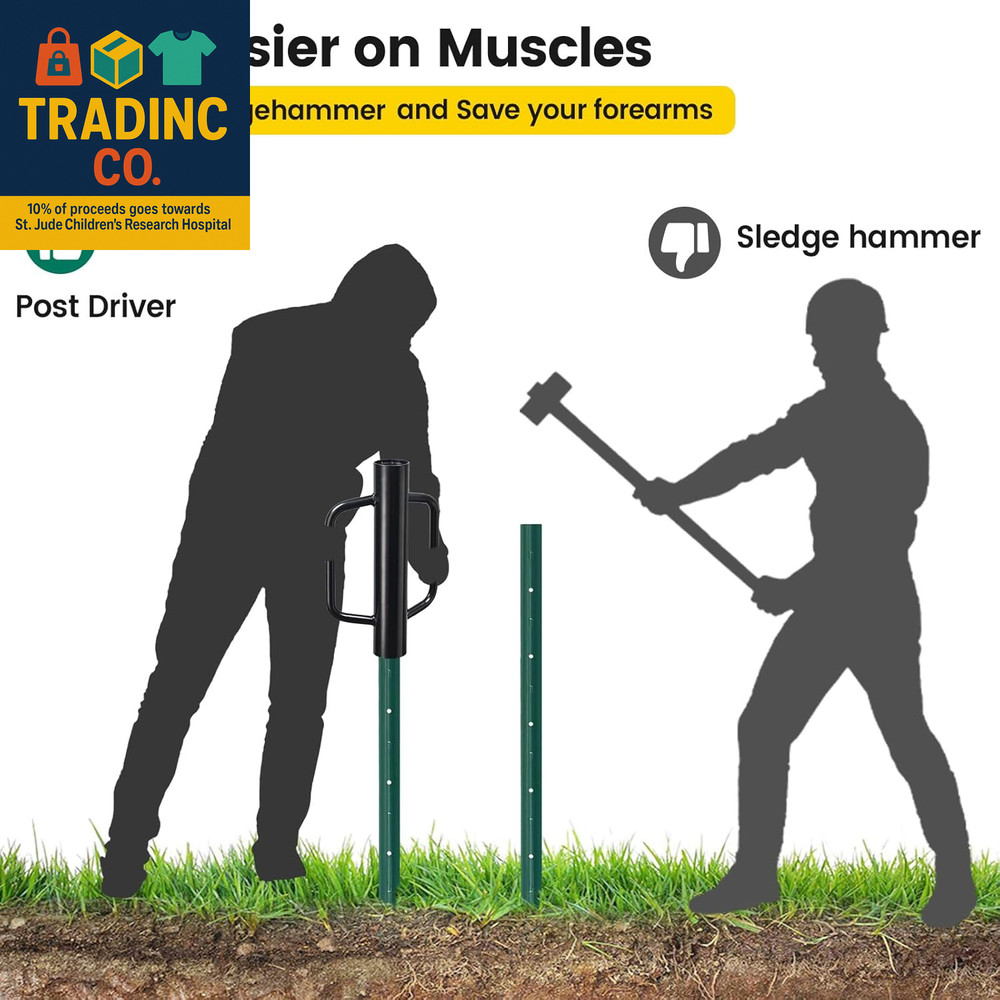 Fence Post Driver, 17 Inch Post Driver with Handle, 2.7 Inch Inner Diameter Hand