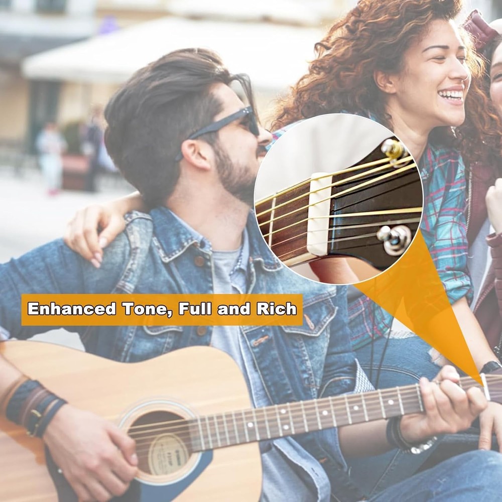 Guitar Bridge Pins & Puller - 12 Pack Ivory/Black Set for Ultimate Performance