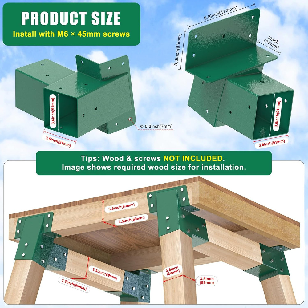 4Pack Deer Blind Brackets 4X4 Heavy Duty Deer Stand Bracket Compound Angle Brack