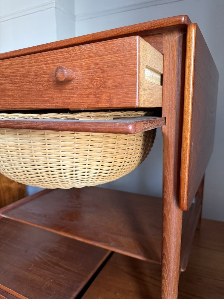 Hans Wegner AT-33 Andreas Tuck Solid Teak Sewing Side Table 1960s Danish AT33