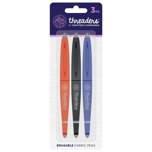 Threaders Erasable Fabric Pens - 3pk New