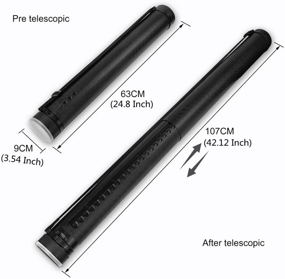 Adjustable Document Tube 24.5–40in Waterproof Light-Resistant w/ Strap