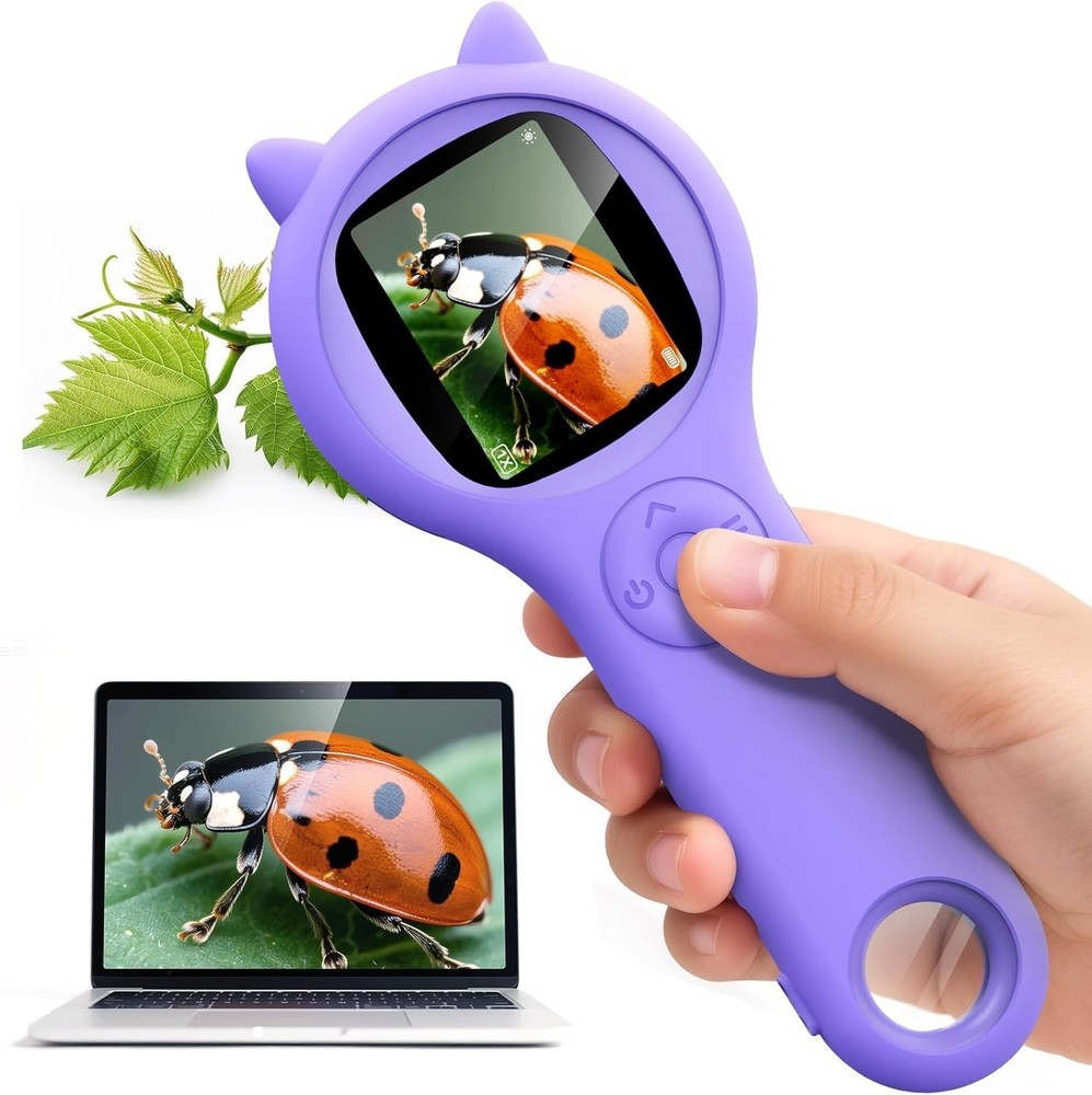 Handheld Kids Microscope - 200x Magnification & 2-Inch IPS Screen for STEM Fun
