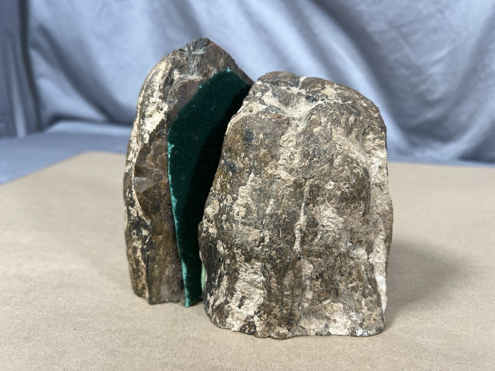 Petrified Wood Bookend Pair with felt padding
