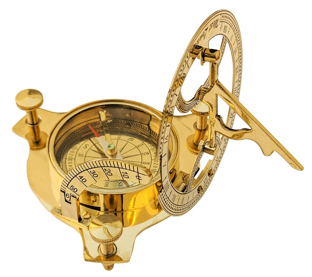 4" Sundial Compass - Solid Brass Sun Dial