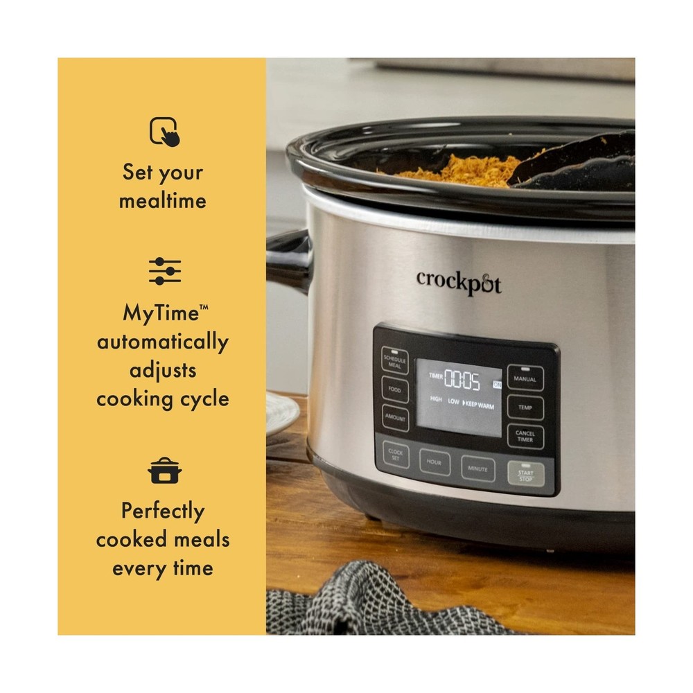 Crock-Pot 7-Quart Slow Cooker, Portable Programmable with Timer, Locking Lid,...