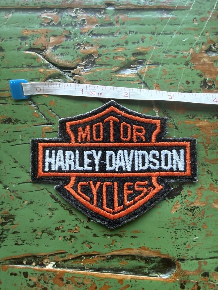 Harley-Davidson HD Bar & Shield Patch Iron On Orange Black Embroidered