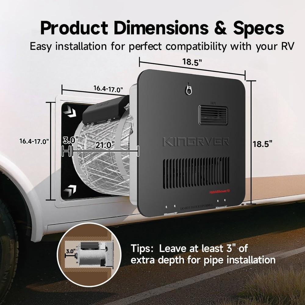 10 Gallon RV Water Heater Gas&Electric Bulit-in Powered Anode Rod 12000BTU 1440W