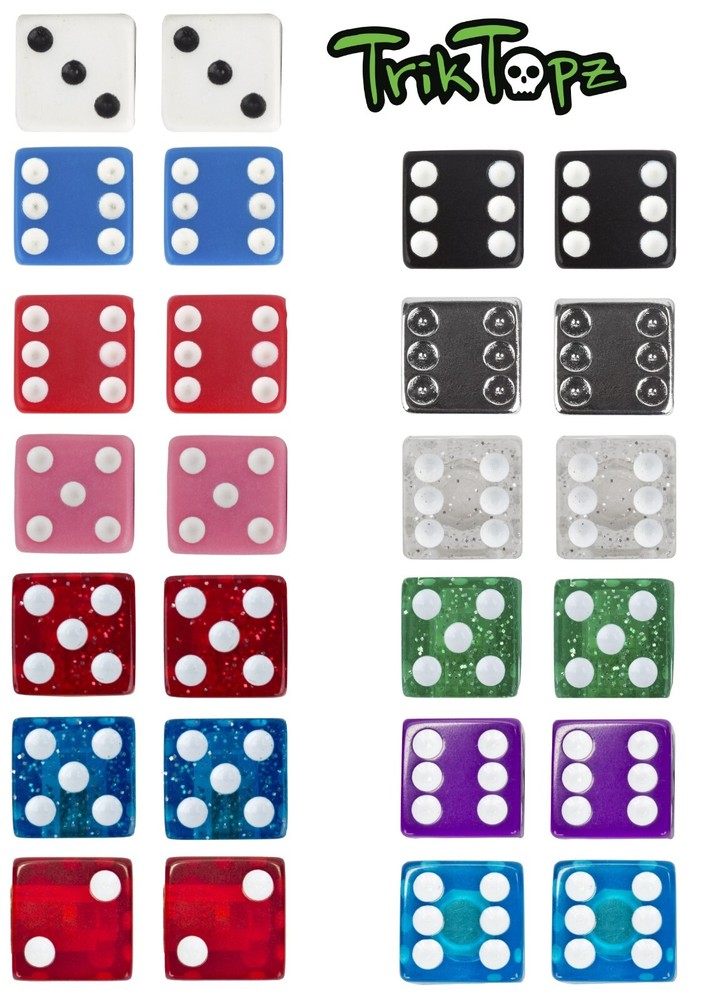 VALVE CAPS TRIKTOPZ DICE-"Different Colors" 1 pair