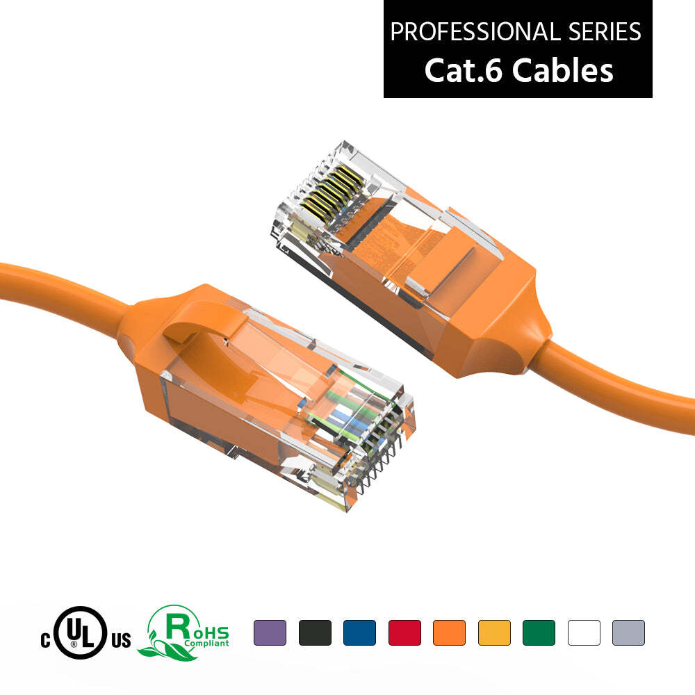 6Ft CAT6 28AWG Slim Ethernet Network Cable Orange