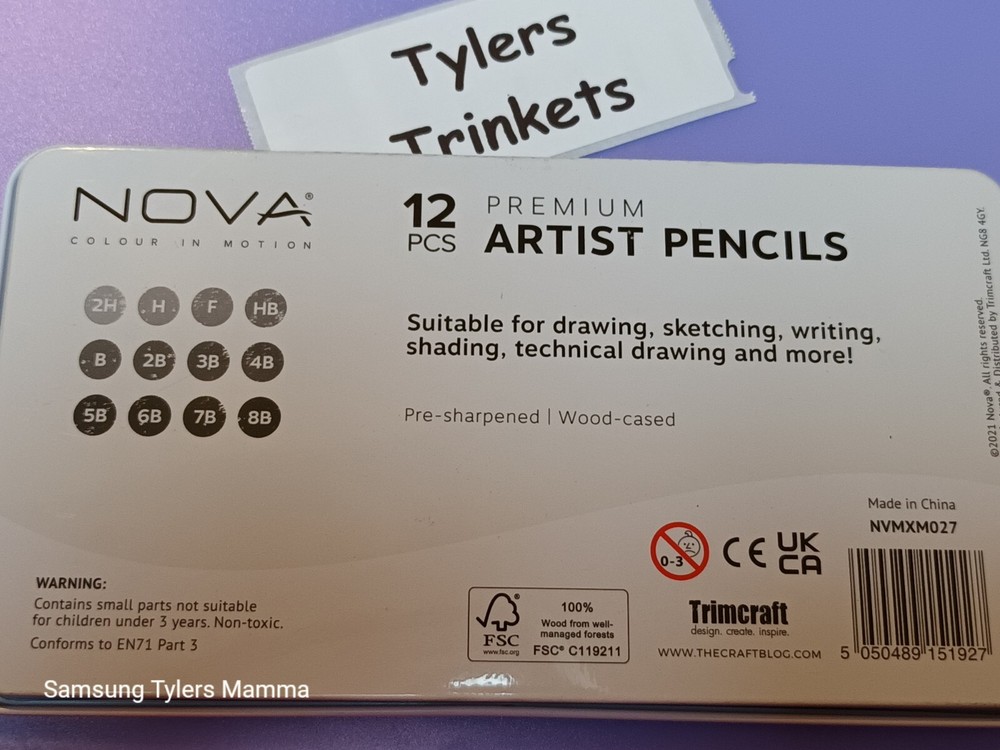 Premium Artist Graded Sketching Pencils Pre Sharpened Protective Tin NOVA
