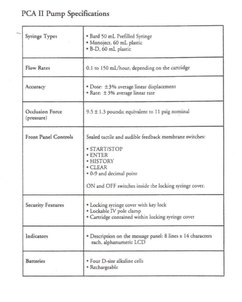 Baxter PCA II SYRINGE INFUSION PUMP