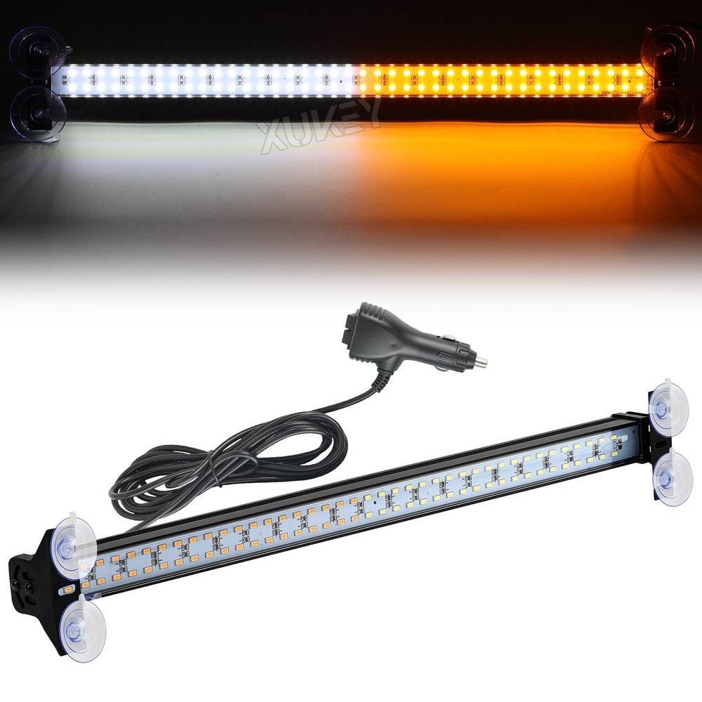 144 LED White Amber Windshield Strobe Light Interior Bar Flash Emergency Warning