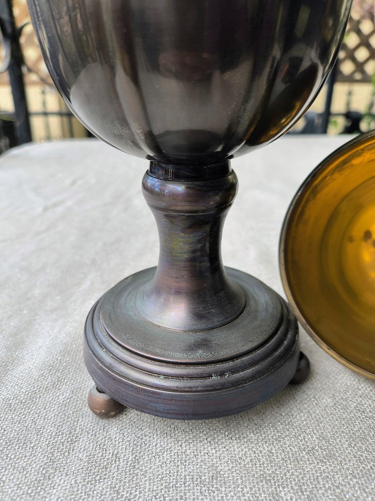 11" Brass and Metal Egg Decor Footed Stand