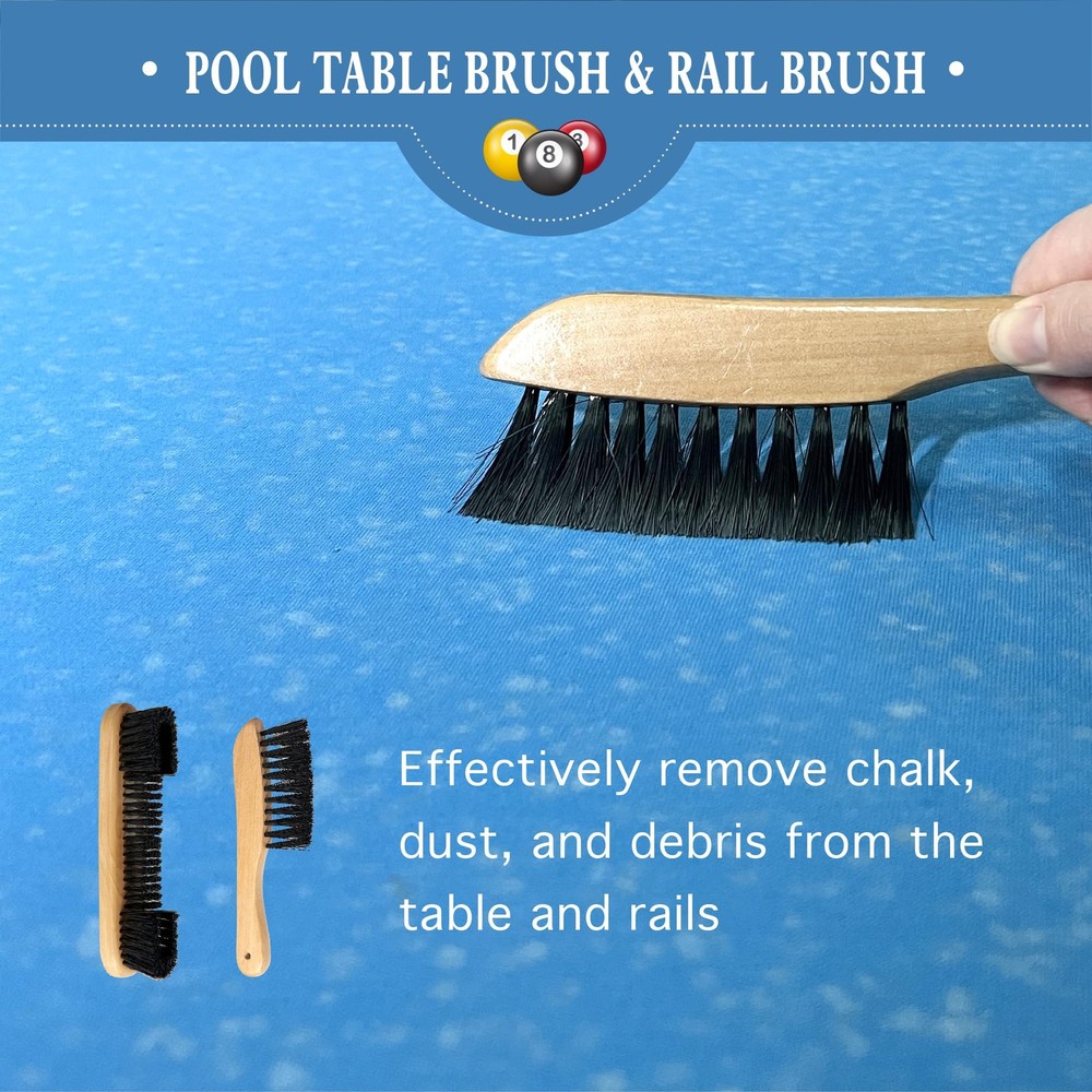 Pool Table Brush Set for Felt, 5 Kit Billiard Table and Rail Cleaning Accessorie
