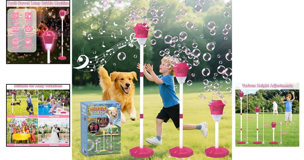 Portable Battery-Powered Bubble Machine for Toddlers - Height Adjustable Design
