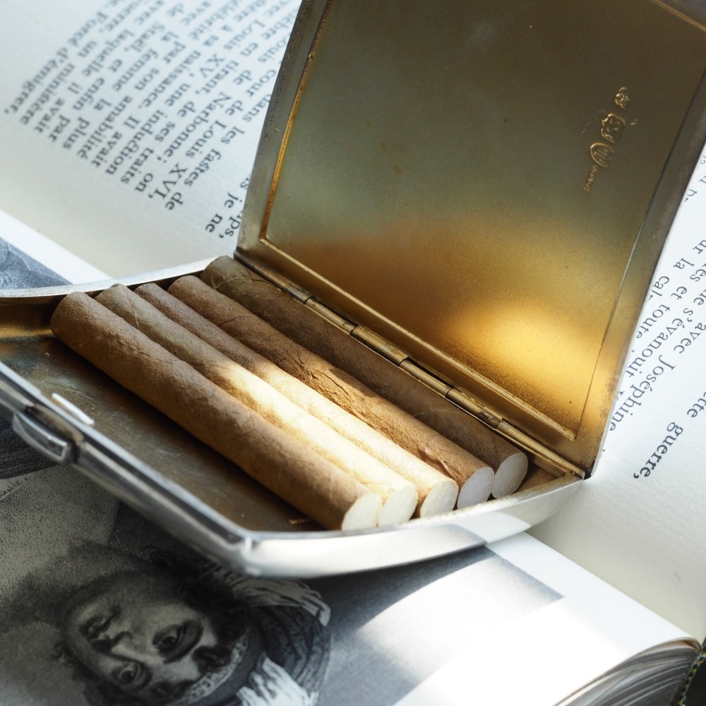 Antique Victorian Solid Silver Cigarette Case Wonderful Curve & Crested - 1894