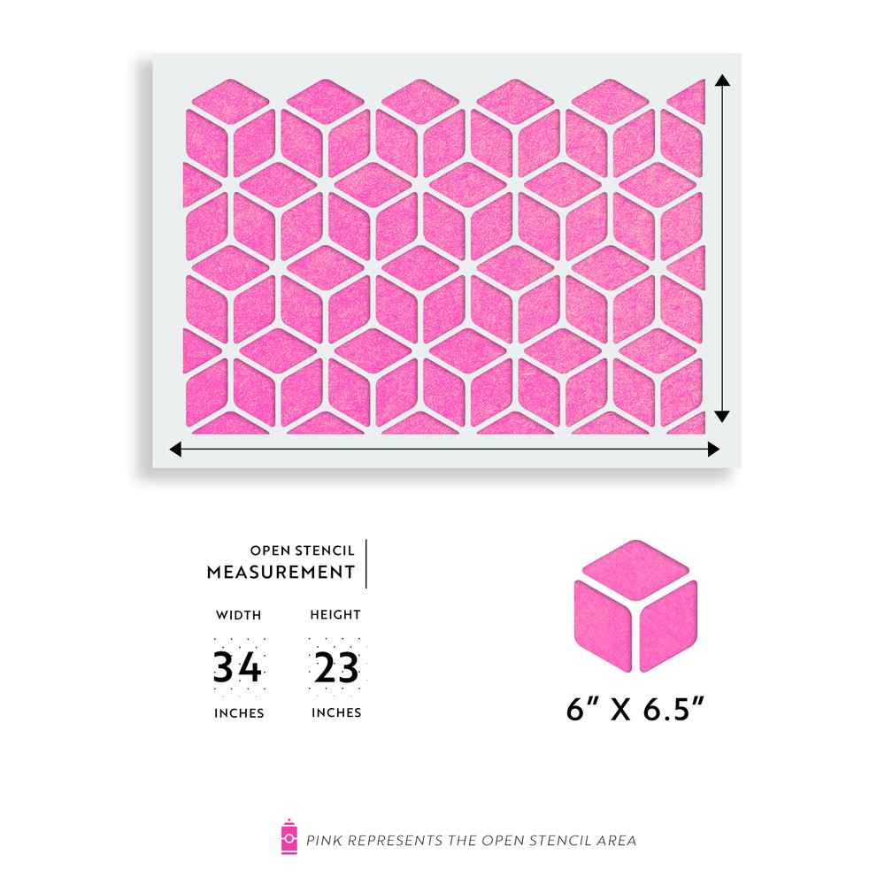 Hexagon Illusion Pattern Wall Stencil - Large, Reusable Wall Pattern Stencil