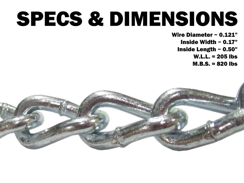 #4 Twist Link Machine Chain Bright Polished 205 LBS Working Load - Rigging