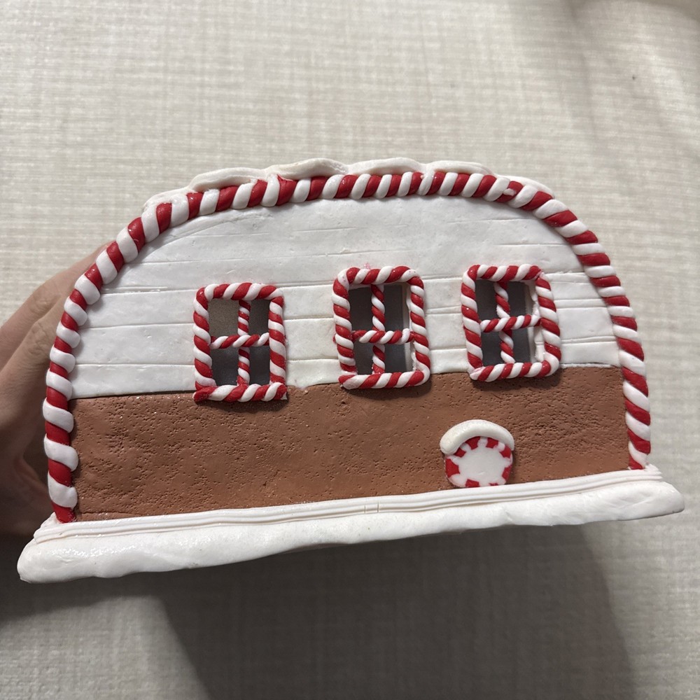 Christmas LED-Lighted Red Gingerbread Candy Cane House