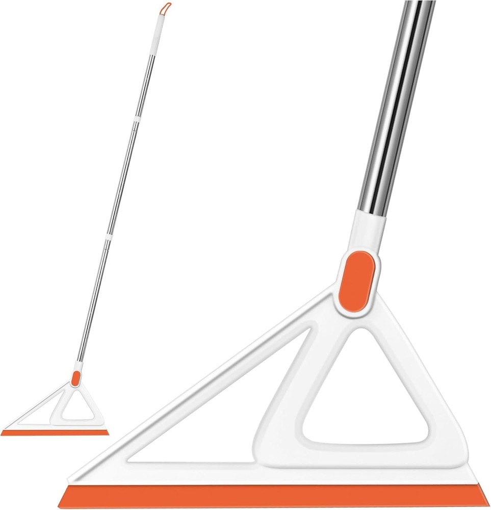 Multifunction Magic Silicone Broom, Squeegee for Floor & Glass, Orange 54"