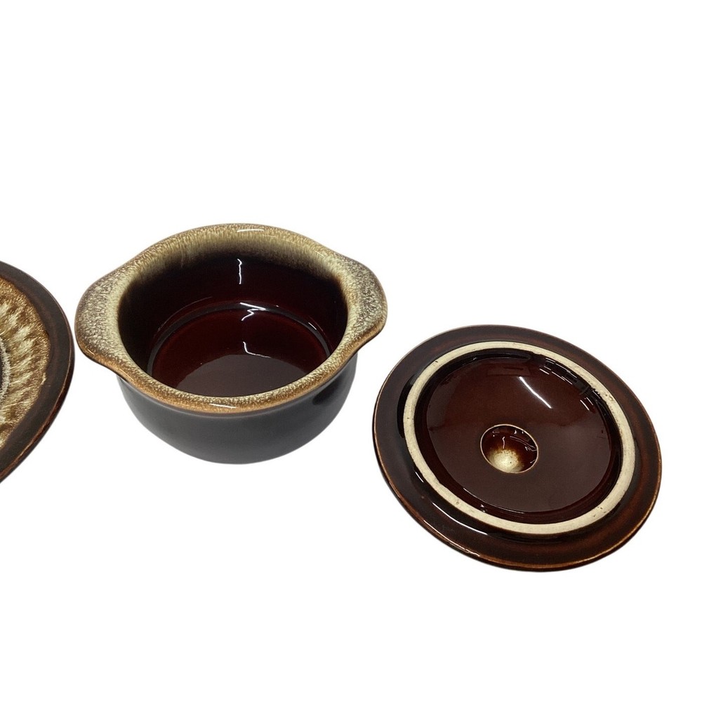 Brown Drip Glaze Covered Bowl w/ Saucer Set