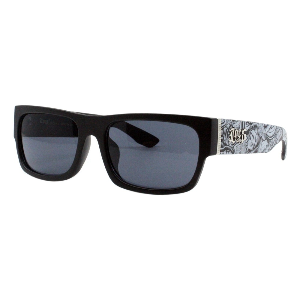 Locs Sunglasses Hardcore Shades Black Rectangular Skull Graffiti Art UV 400