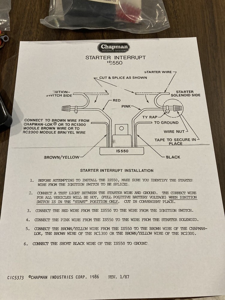 chapman auto alarm starter interupt module